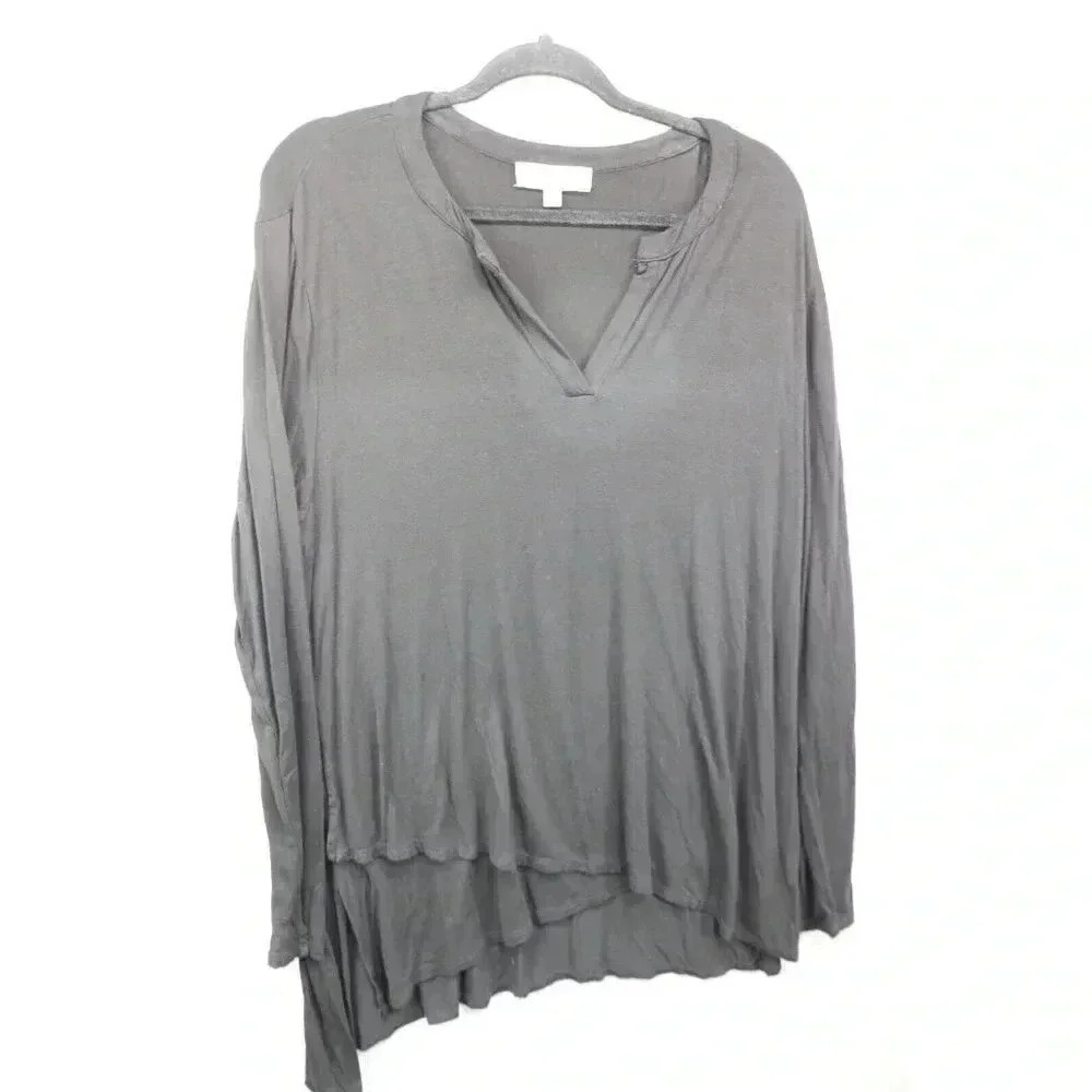 Philosophy Black Long Sleeve Tunic Top-Size XL-Asymmetrical Hem